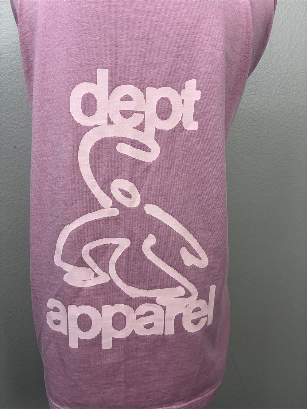 DEPT® Apparel Heavyweight Distressed Logo Long Sleeve Graphic Tee Pink L
